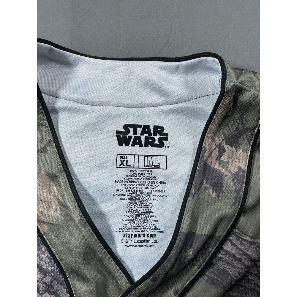Star Wars The Mandalorian Camo Baseball Jersey Mens XLarge Mando Mythosaur Skull - Picture 7 of 10